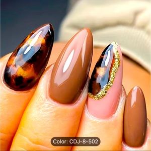 Leopard fall shiny brown and black press on nails 24 pc